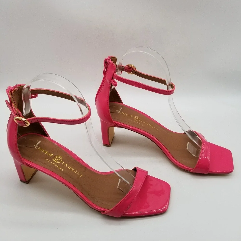 Chinese Laundry Women Pink Heel‎ Ankle Strap Sandals 6.5